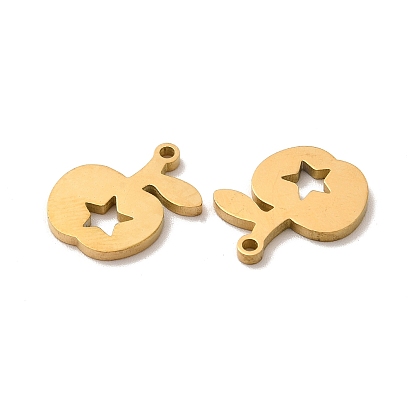 Ion Plating(IP) 304 Stainless Steel Charms, Apple with Star