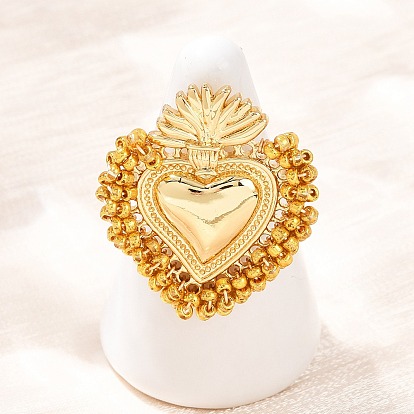 Латунь регулируемые манжеты кольца, святое сердце