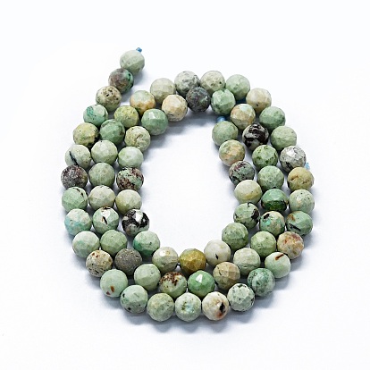 Natural Peruvian Turquoise(Jasper) Beads Strands, Faceted(64 Facets), Round