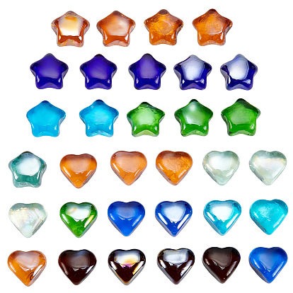 Glass Beads, No Hole Beads, for Aquarium Fish Tank Decoration, Heart & Star