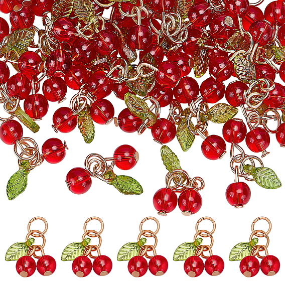 50 кулоны лэмпворк ручной работы, черри прелести, с кольцом из цинкового сплава