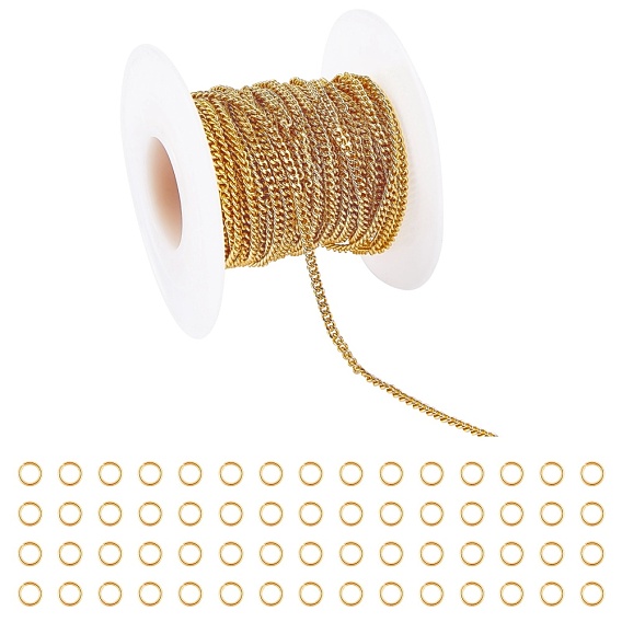 ARRICRAFT Brass Curb Chains, Twisted Chains, Diamond Cut Chains, Soldered, Faceted, Long-Lasting Plated, Real 18K Gold Plated, with Spool