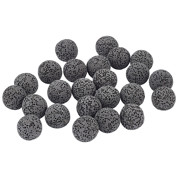 24 шт. Невощеные бусины из натурального вулканического камня., для парфюмерных шариков эфирного масла, ароматерапевтические бусы, окрашенные, круглые, нет отверстий / незавершенного