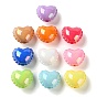 UV Plating Opaque Acrylic Beads, Iridescent, Heart