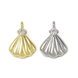 Подвески из латуни с прозрачным фианитом, без кадмия, без никеля и без свинца, долговечный, подвески в форме ракушек