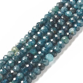 Brins de perles de tourmaline bleue naturelle, facette, rondelle