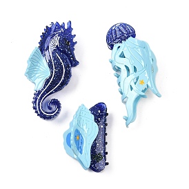 Заколки для волос с когтями из ацетата целлюлозы (смола), медуза/ракушка/морской конёк