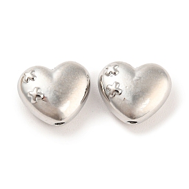 Rack Plating Alloy Beads, Cadmium Free & Nickel Free & Lead Free, Heart with Cross