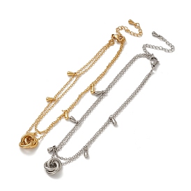 304 тросовые цепи из нержавеющей стали с многожильным ножным браслетом, узел и 201 двойной браслет из нержавеющей стали с подвеской в виде капли для женщин