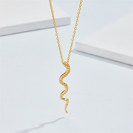 Snake Pendant Necklace - Copper Plated 14K Gold Pendant for a Fresh Start