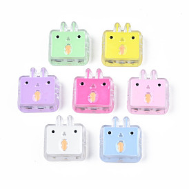 Transparent Acrylic Beads, with Enamel, Rabbit