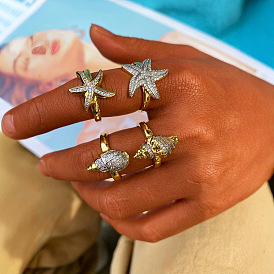 Регулируемые манжеты из латуни и прозрачного кубического циркония, золотые