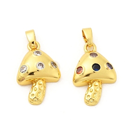 Латунные микро проложить кубического циркония подвески, без кадмия и без свинца, гриб, реальный 18 k позолоченный