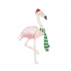 Акриловые большие подвески на рождественскую тематику, форма фламинго