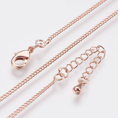 Long-Lasting Plated Brass Curb Chain Necklaces, with Lobster Claw Clasp, Nickel Free