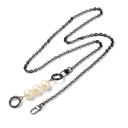 Chain Bag Straps, Iron with Alloy and Resin Imitation Pearl Purse Straps