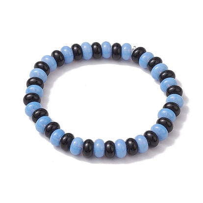 Stretch-Armbänder aus Rondell-Jade-Glasperlen für Damen, Schwarz