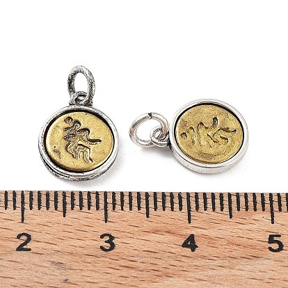 Brass Charms, with Jump Ring, Flat Round Charm
