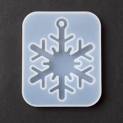 Christmas Theme DIY Snowflake Pendant Silicone Molds, Resin Casting Molds, for UV Resin & Epoxy Resin Jewelry Making