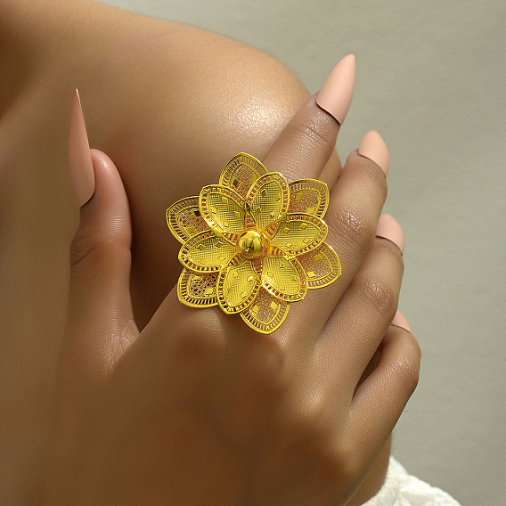 Преувеличенное железное кольцо-манжета в виде цветка для фестивалей, свадьбы, и вечеринки