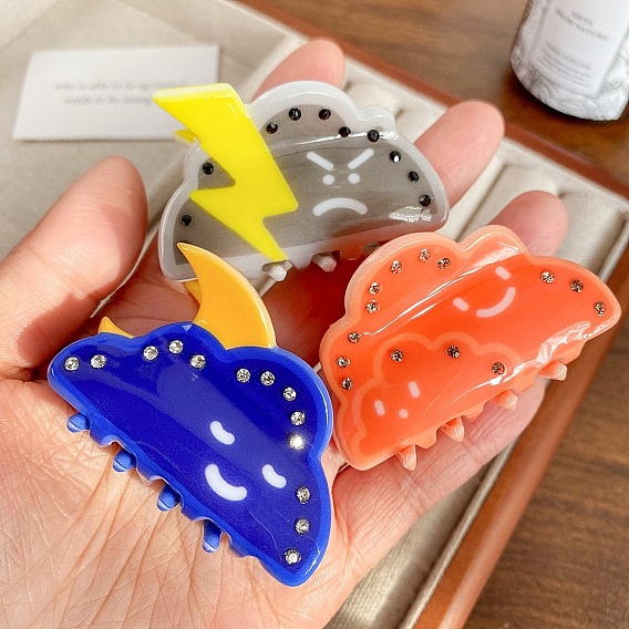 Акриловые заколки для волос на когтях, для женщин девушек, облако с выражением