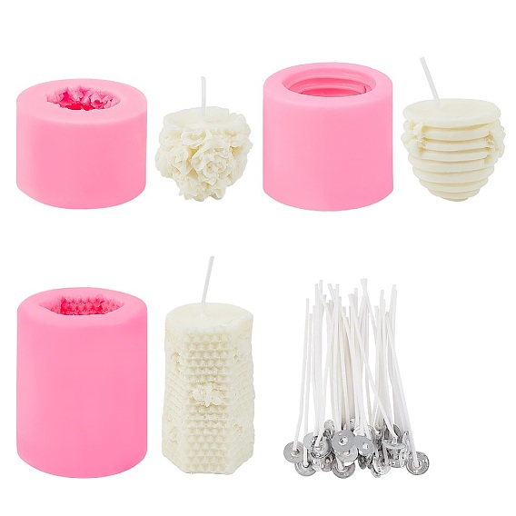 Kits de fabricación de velas de bricolaje, con moldes de silicona, mechas de vela de parafina