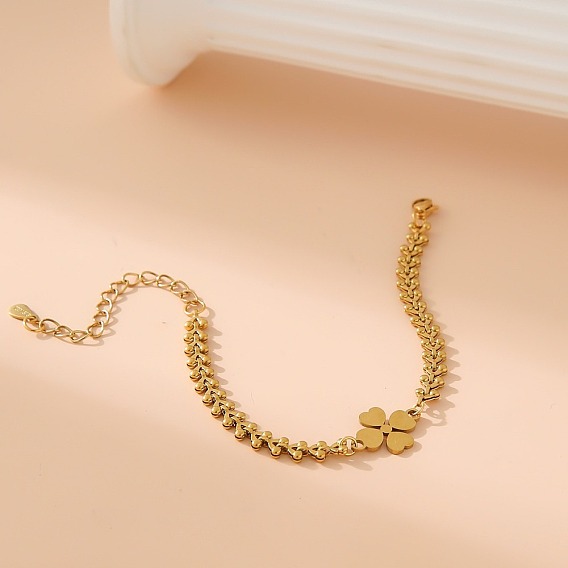 304 из нержавеющей стали клевера ссылка браслеты, браслеты-цепочки в форме буквы V для женщин