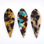 Cellulose Acetate(Resin) Pendants, Leopard Print, Teardrop