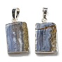 Natural Agate Pendants, with Brass Findings, Cadmium Free & Lead Free, Rectangle