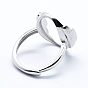 925 Sterling Silver Finger Ring Components, Adjustable, Oval