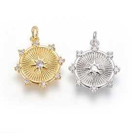 Латунные микро проложить кубического циркония подвески, с целью перехода в кольце, плоские круглые со звездой