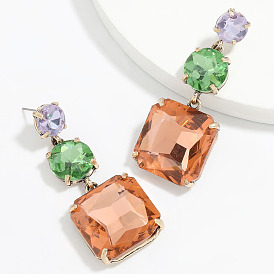 Sparkling Multi-layer Alloy Glass Diamond Earrings for Women