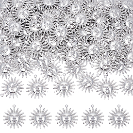 100Pcs 304 Stainless Steel Pendants, Sun Charm, Anti-Tarnish
