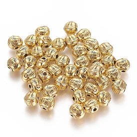 Perles en alliage de style tibétain, sans cadmium et sans plomb, tête de bouddha, 8x7x5.5mm, Trou: 1.5mm