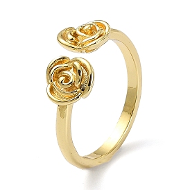 Brass Open Cuff Rings, Rose Flower