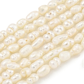 Natural Cultured Freshwater Pearl Beads Strands, Baroque Keshi Pearl, Rice