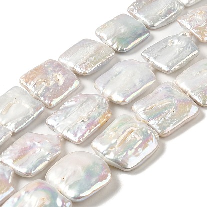 Natural Baroque Pearl Keshi Pearl Beads Strands, Cultured Freshwater Pearl, Square