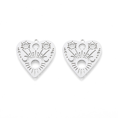 201 подвески из нержавеющей стали, лазерная резка, полое сердце с луной