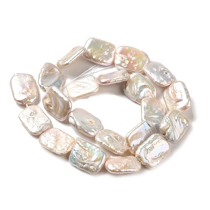 Natural Baroque Pearl Keshi Pearl Beads Strands, Cultured Freshwater Pearl, Rectangle, Grade A
