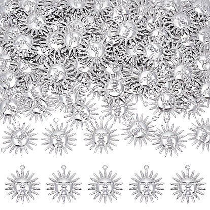 100Pcs 304 Stainless Steel Pendants, Sun Charm, Anti-Tarnish