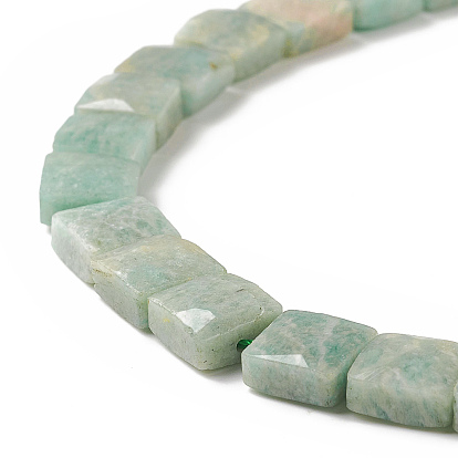 Natural Amazonite Beads Strands, Faceted, Square