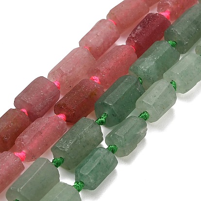 Natural Strawberry Quartz Beads Strands, Faceted Column