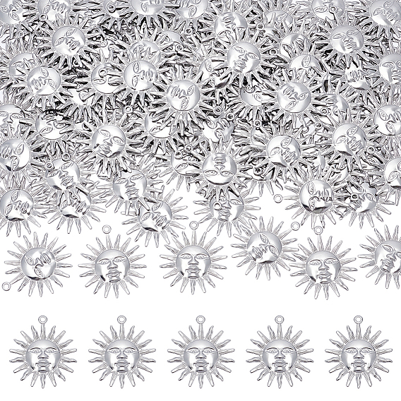 100Pcs 304 Stainless Steel Pendants, Sun Charm, Anti-Tarnish