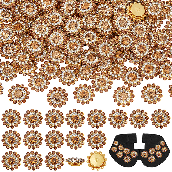 120Шитье со стразами, прозрачное стекло горный хрусталь, с настройками железного зубца, граненые, цветок