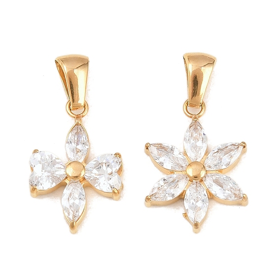 316 Подвески из хирургической нержавеющей стали и прозрачного кубического циркония, , вакуумное покрытие pvd