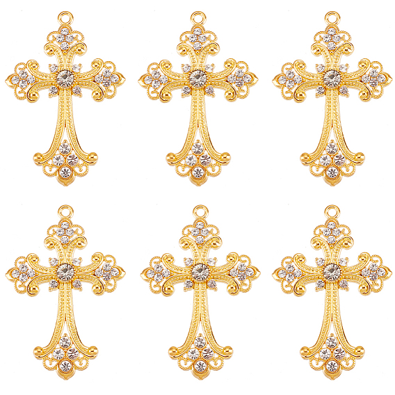 10шт. сплав большие готические подвески, без кадмия и без свинца, со стразами, крестик