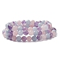 Natural Gemstone Beads Stretch Wrap Bracelets, Three Loops, Round