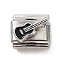 Guitar/Piano/Electric Guitar 304 Stainless Steel Enamel Connector Charms, DIY Handmade Module Bracelet Accessories, Stainless Steel Color