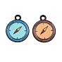 Baking Paint Alloy Enamel Pendants, Compass Charms, Black