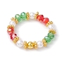 Christmas Glass & Imitated Pearl Acrylic Round Beads Finger Rings
